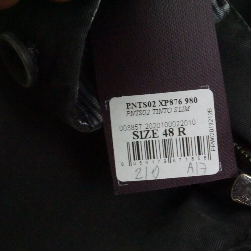 Isaia Tinto Slim Washed Black Cotton Blend Casual Men Chino Pant 48R EU NEW - Picture 7 of 8
